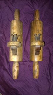 GEORGE W BROTHWELL ROLLING PIN CANDLESTICK HOLDERS PRIMITIVE BRISTOL