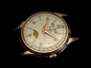   Vintage Swiss Mechanical Full Calendar Moon Watch MICAL Mens 60s