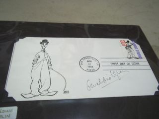 GERALDINE CHAPLIN AUTOGRAPHED FIRST DAY COVER OF CHARLIE CHAPLIN AU
