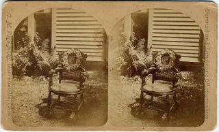 Memorial to A Chair by C M French Garrettsville Ohio Stereoview