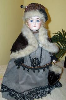  Antique Kestner German Bisque Doll 148 w Purse Hat Cape Jewelry