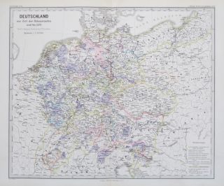 1879 Map Deutschland Germany at The Time of The Hohenstaufens to 1273