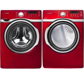 New Samsung Red Steam Washer and Gas Dryer Laundry Set WF393BTPARA