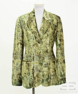 Gianfranco Ferre Green Velvet Two Button Blazer Jacket Size 42