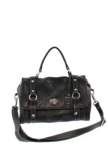 Giani Bernini Black Textured Leather Satchel Handbag Medium BHFO