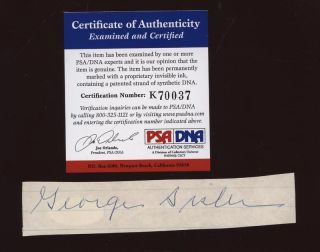  George Sisler Autographed Paper Cut PSA DNA