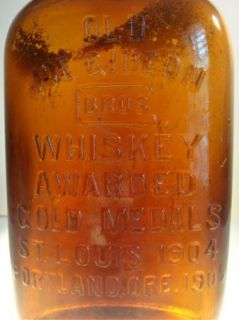 Old Joe Gideon Antique Amber Whiskey Bottle