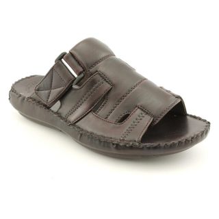 GBX 16748 Mens Size 8 Brown Open Toe Leather Slides Sandals Shoes
