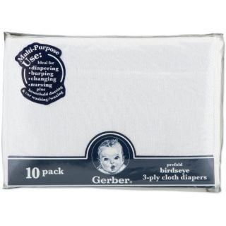 Features of Gerber 10 Count Prefold Gauze Cloth Diapers, White