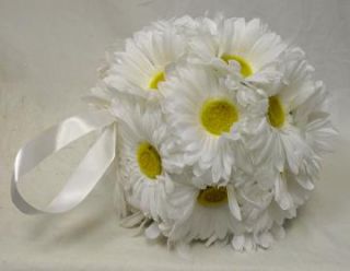 Gerbera Daisies 9 Large Balls White Wedding Flowers Pew Bows