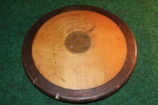 Vintage Gill Discus Wood Brass with Metal Edge Old