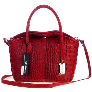 GIORDANO Italian Made Red Crocodile Embossed Natural Leather Small