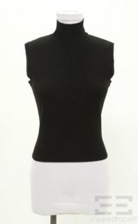 John Galliano Black Wool Turtleneck Sleeveless Top Size S