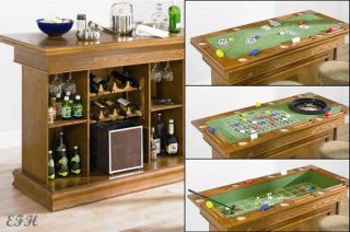  Casino Oak Finish Wood Bar Game Table Blackjack Roulette Craps