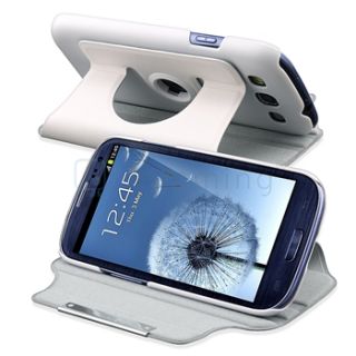 Generic White Flip Leather Cover Stand Case for Samsung I747 Galaxy S3