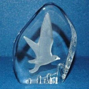 Wedgwood Crystal Glass Ice Block Bird Paperweight Sea Gull 11cm 433G