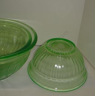Green Depression Glass Mixing Bowls