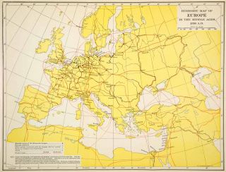 1931 Print Map Economic Europe Middle Ages Hanseatic League Trade