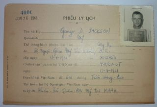  MAAG CIA ID Card US Army 4000 George D Jackson Vietnam War 1962