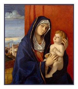 Religious Madonna and Child by Giovanni Bellini Counted Cross Stitch