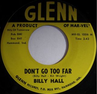 Billy Hall Glenn 1006 Good Bye Angel Mar Vel 45 RPM $$
