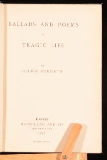  Ballads And Poems Of Tragic Life George Meredith FIRST Edition Poetry