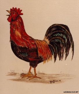 Oils Bantam Rooster by Lois Given Very RARE 1987 Vintage Pen N Ink