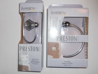 LOT Preston Collection Toilet Tissue Paper Holder Towel Ring Chrome