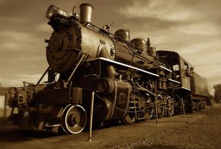 Green Loco RR Railroad Locomotive Steam Engine Train Foil Art