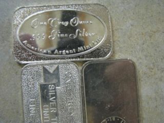  Silver Bar Set 999 Pure Garfield Paws Indian Eagle Argent Mint