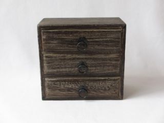 Japanese wooden drawer box; Ko Tansu/ nice garin/ burnt Paulownia/ 929