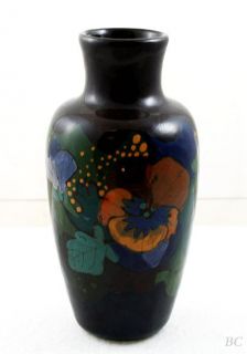 Small Gouda Pottery High Glaze Pansy Floral Vase