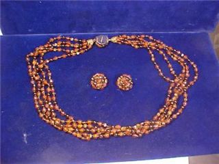Vintage West German Costume Jewelry Necklace Earrings