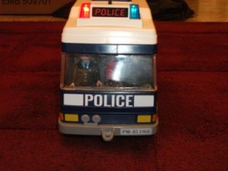 Playmobil 3166 Police Riot Dog Van Complete EXTRAS V G C Flashing