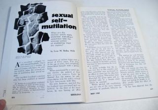 May 1959 Sexology Illustrated Magazine Self Mutilation