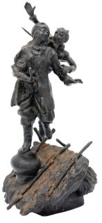 Vintage Cast Iron Russian Sculpture Gogol Soloha Devil