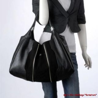 Gigis Fermetur Modern Black Italian Leather Suede Handbag Purse