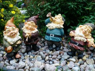 New Four 10 in Gnomes Playing Banjo Fiddle Trumpet