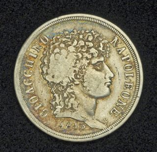 1813 Naples Sicily Joachim Napoleon Murat Silver 2 Lire Coin R