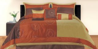 Bedford Rust Brown Gold 7 Piece Queen Comforter Bed in A Bag Set New