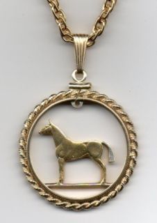Gold Silver Coin Necklace Irish 20 Pence Horse