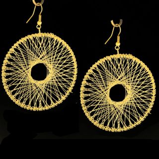 Large Round Gold Plated Wire Hoop Loop Dangle Earrings