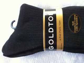 Mens Goldtoe Gold Toe Soft Combed Cotton with Spandex Socks 4pr Black
