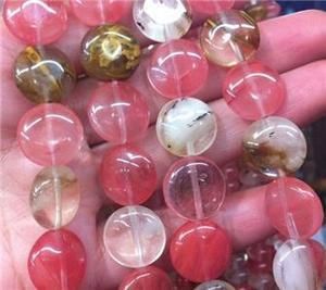 14mm Watermelon Tourmaline Coin Gems Loose Beads 15