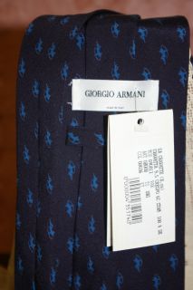 GIORGIO ARMANI 100 SILK NECK TIE ITALY NWT ROBIN HOOD Motif Royal Blue