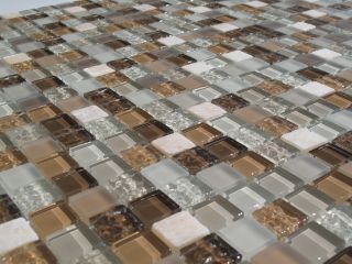 Taupe Glass Stone Mix Mosaic Tile Kitchen Backsplash Bathroom Shower