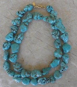 Kenneth Jay Lane Turquoise Nugget Necklace 32Authentic New