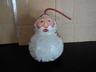 Signed 1996 Hand Painted Santa Claus Gourd Christmas Decoration