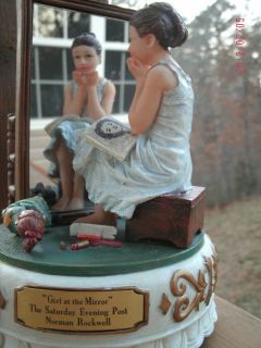 Norman Rockwell Music Box Girl at The Mirror Plays Beautiful Dreamer