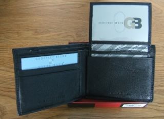 New Geoffrey Beene Leather Wallet Black Bifold with Card Holder   Gift